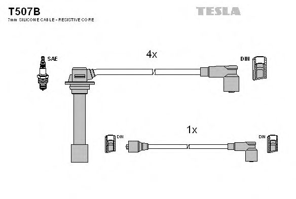 Комплект высоковольтных проводов TESLA T507B