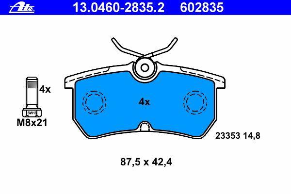 Тормозные колодки ATE 13.0460-2835.2