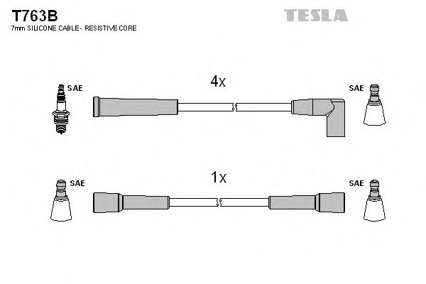 Комплект высоковольтных проводов TESLA T763B