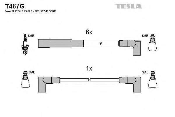 Комплект высоковольтных проводов TESLA T467G