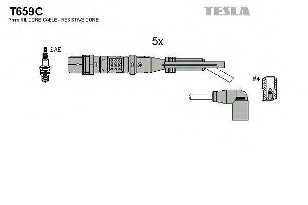 Комплект высоковольтных проводов TESLA T659C