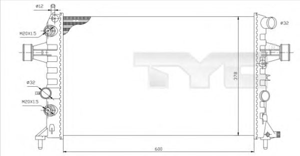 Радиатор, охлаждение двигателя TYC 725-0006