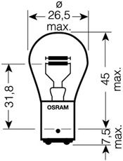 Лампа накаливания OSRAM 7538LDR (фонарь сигнала торможения / задний габаритный огонь, задняя противотуманная фара)