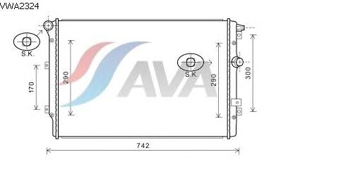 Радиатор, охлаждение двигателя AVA QUALITY COOLING VWA2324