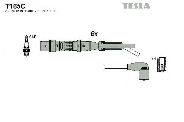Комплект высоковольтных проводов TESLA T165C