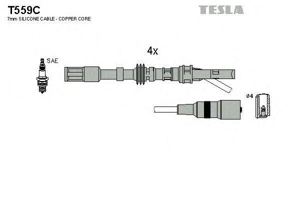 Комплект високовольтних проводів TESLA T559C