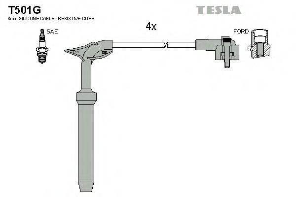 Комплект высоковольтных проводов TESLA T501G