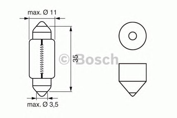 Лампа накаливания BOSCH 1 987 302 281 (фонарь указателя поворота, противотуманная фара, внутреннее освещение, стояночные огни / габаритные фонари)