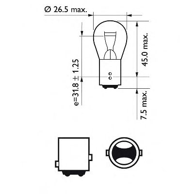 Лампа накаливания PHILIPS 12495CP (фонарь сигнала торможения / задний габаритный огонь, задняя противотуманная фара)