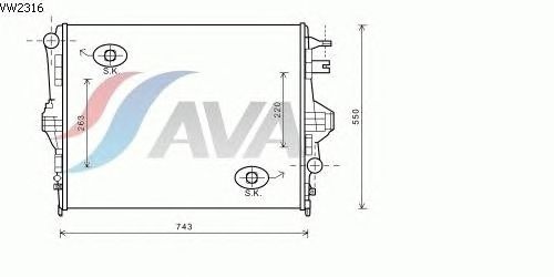 Радиатор, охлаждение двигателя AVA QUALITY COOLING VW2316