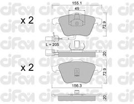Тормозные колодки CIFAM 822-549-0