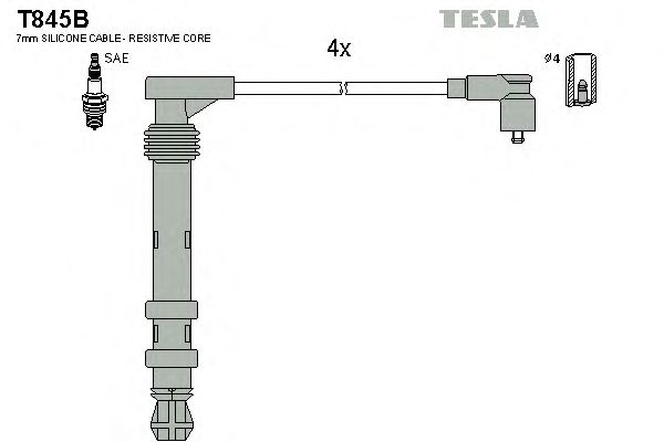 Комплект високовольтних проводів TESLA T845B