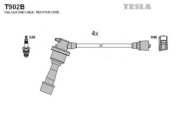 Комплект высоковольтных проводов TESLA T902B