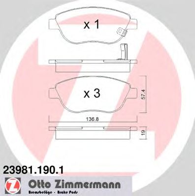 Тормозные колодки ZIMMERMANN 23981.190.1
