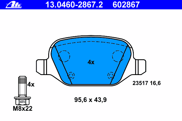 Тормозные колодки ATE 13.0460-2867.2