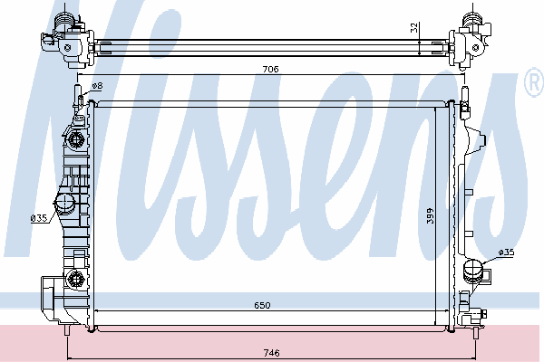 Радиатор, охлаждение двигателя NISSENS 63113A