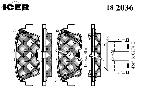 Тормозные колодки ICER 182036