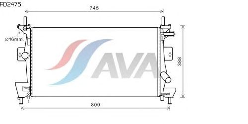 Радиатор, охлаждение двигателя AVA QUALITY COOLING FD2475