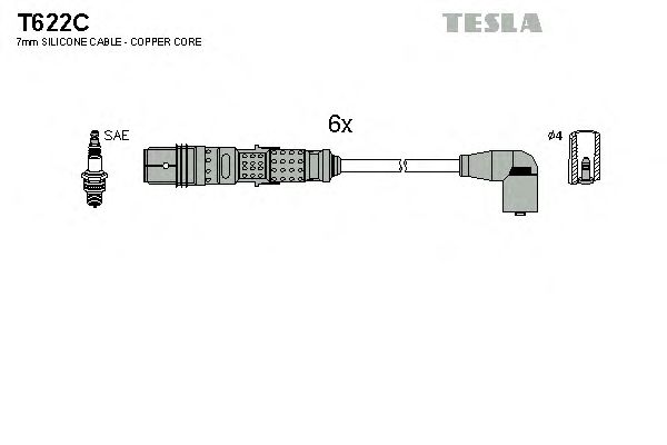 Комплект высоковольтных проводов TESLA T622C