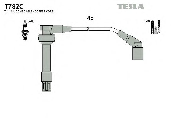 Комплект высоковольтных проводов TESLA T782C