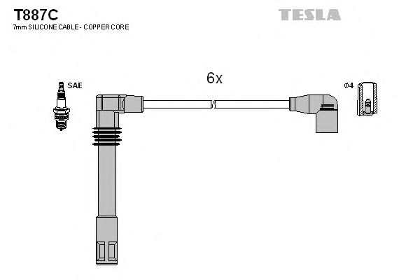 Комплект високовольтних проводів TESLA T887C