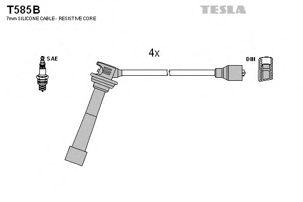 Комплект высоковольтных проводов TESLA T585B