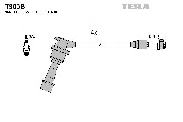 Комплект высоковольтных проводов TESLA T903B