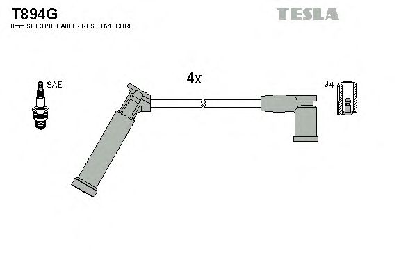 Комплект высоковольтных проводов TESLA T894G