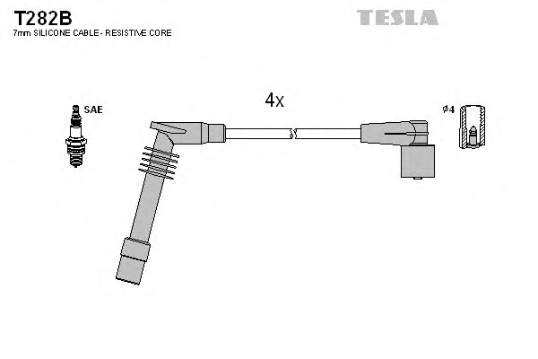Комплект высоковольтных проводов TESLA T282B