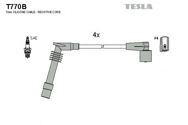 Комплект высоковольтных проводов TESLA T770B
