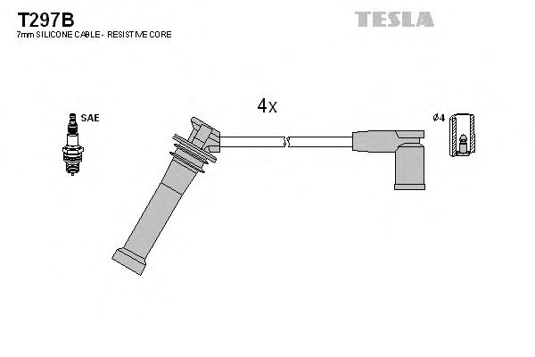 Комплект високовольтних проводів TESLA T297B