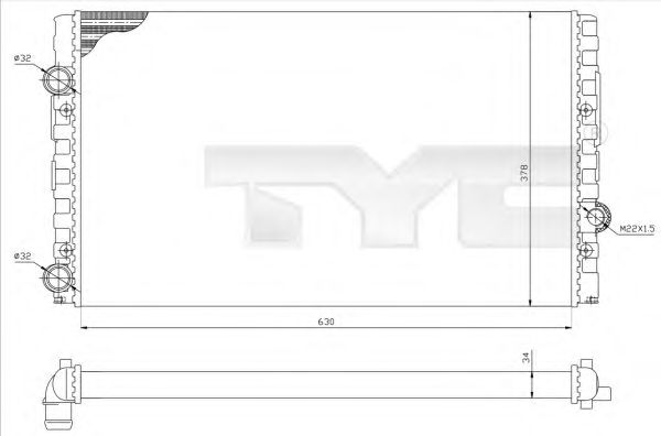 Радиатор, охлаждение двигателя TYC 737-0051-R