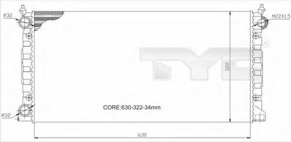 Радиатор, охлаждение двигателя TYC 737-0034-R