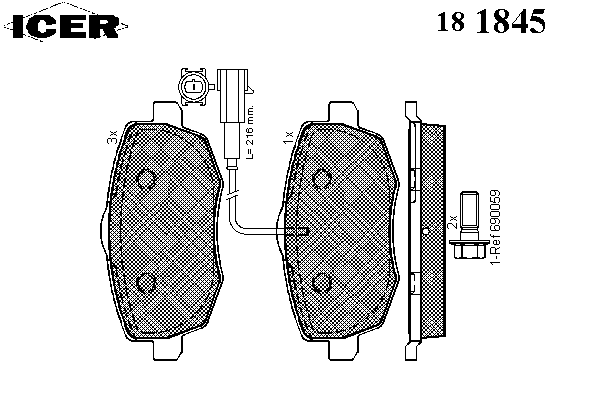 Гальмівні колодки ICER 181845