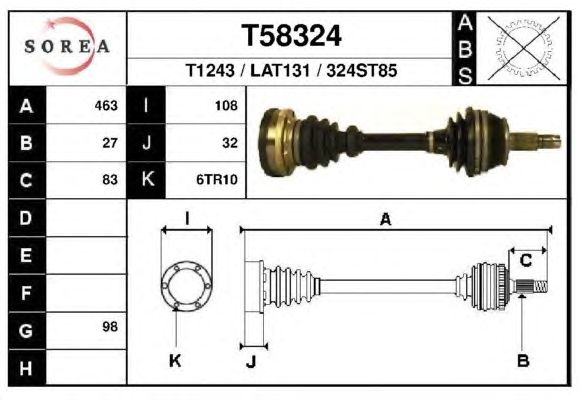 Приводний вал EAI T58324