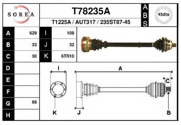 Приводной вал EAI T78235A