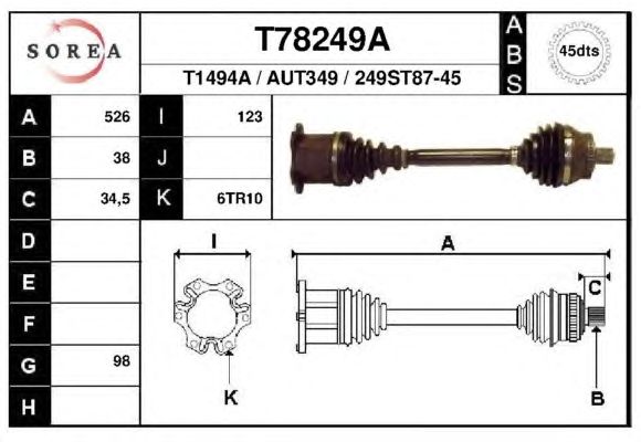 Приводной вал EAI T78249A