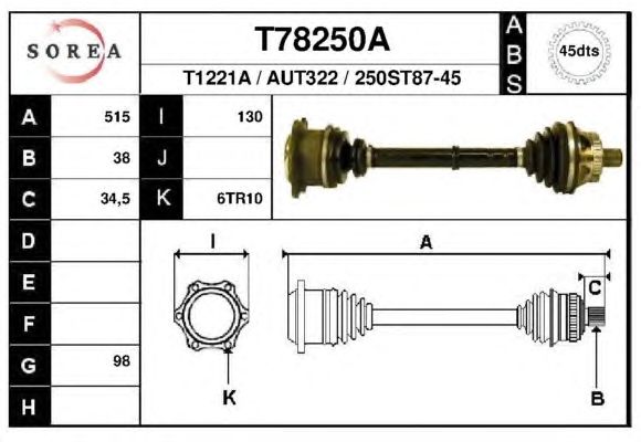 Приводной вал EAI T78250A