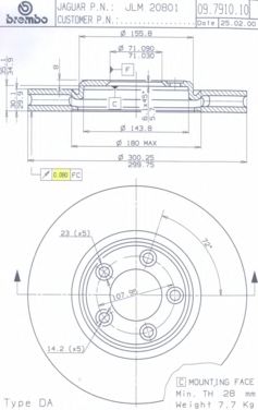 Тормозной диск BREMBO 09.7910.10