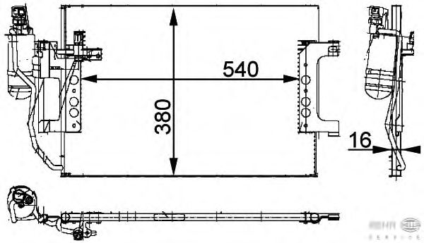 Радиатор кондиционера HELLA 8FC 351 301-394 BEHR HELLA SERVICE Version ALTERNATIVE