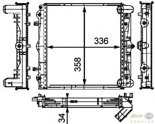 Радиатор, охлаждение двигателя HELLA 8MK 376 714-291