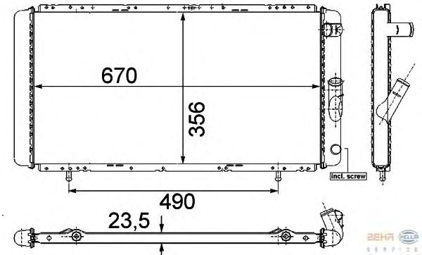 Радиатор, охлаждение двигателя HELLA 8MK 376 715-361