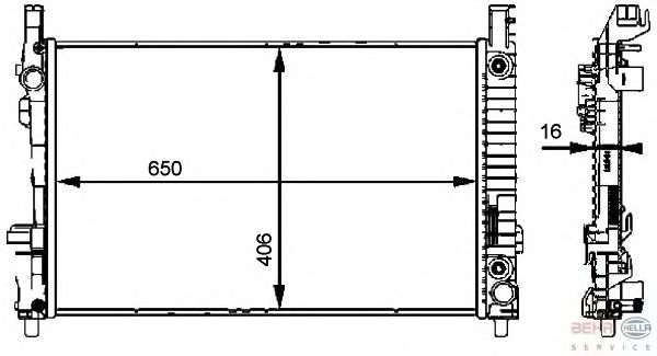 Радиатор, охлаждение двигателя HELLA 8MK 376 721-031