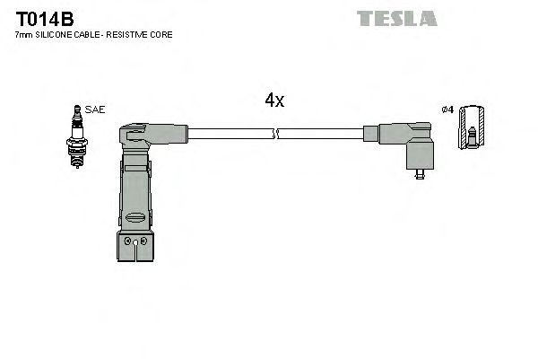 Комплект высоковольтных проводов TESLA T014B