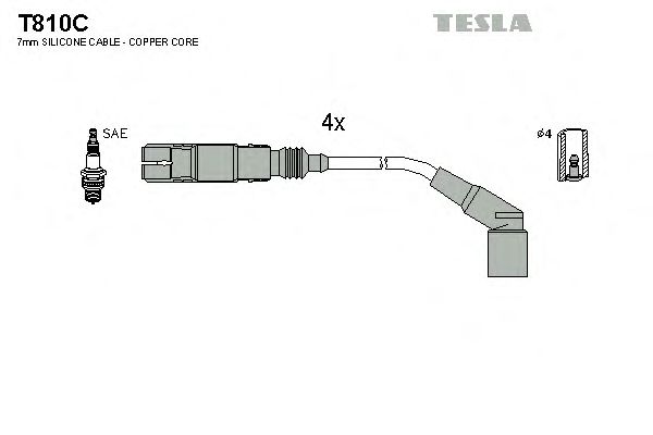 Комплект высоковольтных проводов TESLA T810C