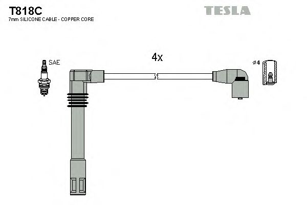 Комплект високовольтних проводів TESLA T818C