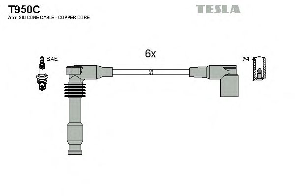 Комплект високовольтних проводів TESLA T950C