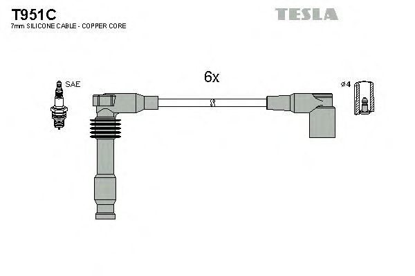 Комплект високовольтних проводів TESLA T951C