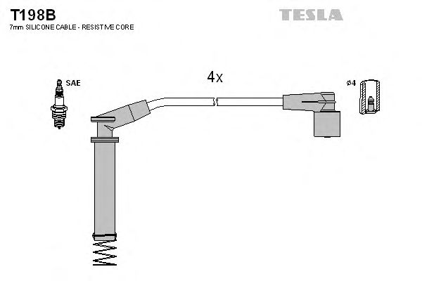 Комплект высоковольтных проводов TESLA T198B