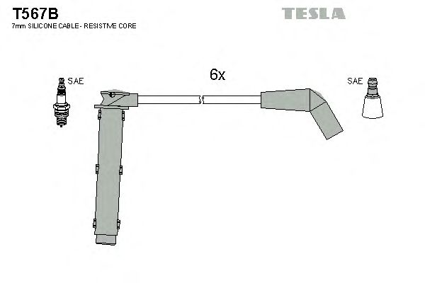 Комплект высоковольтных проводов TESLA T567B